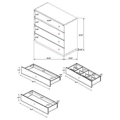 Beverly - 4 Drawer Chest Of Drawers - Walnut