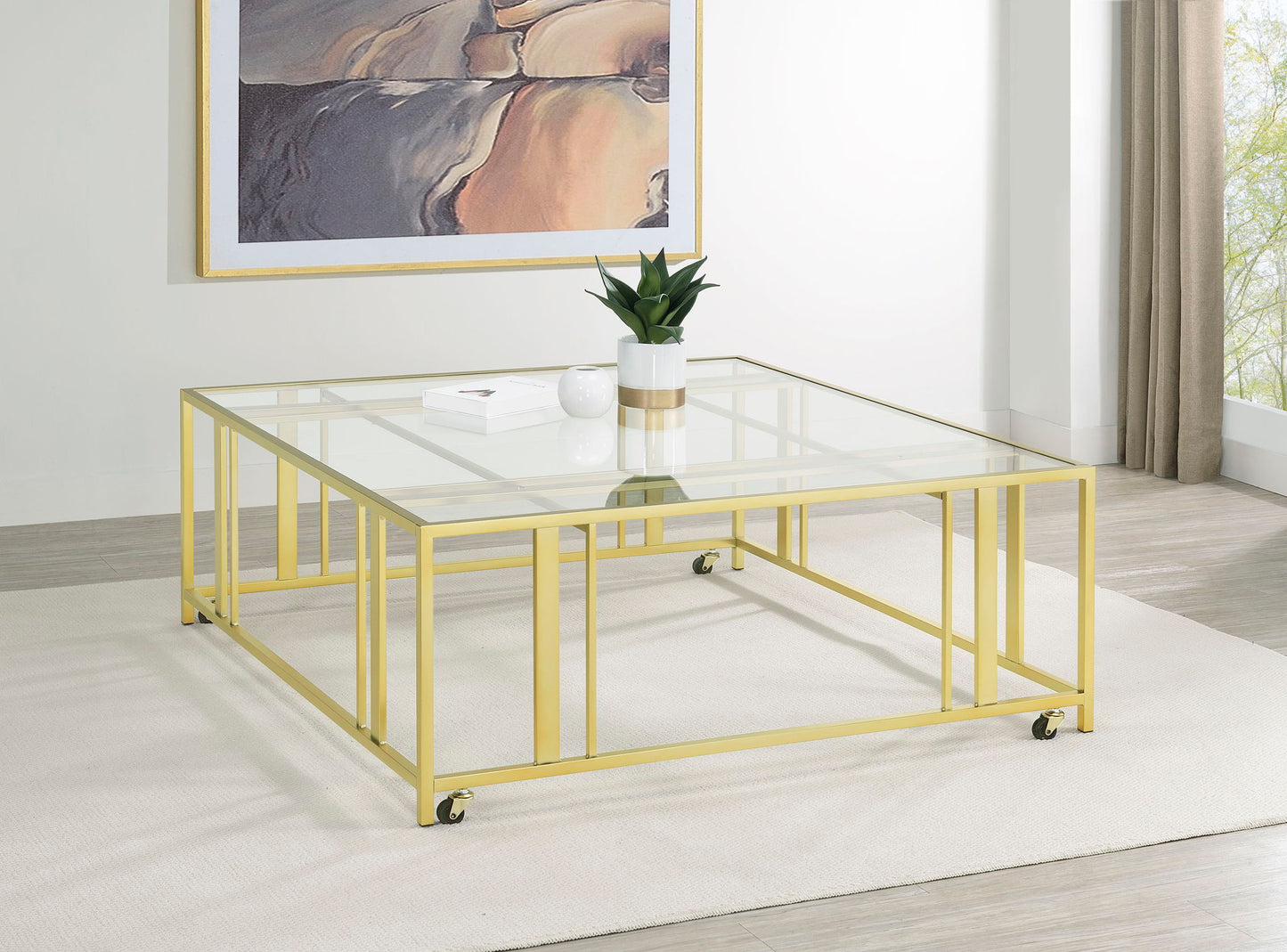 Adri - Table Base With Casters - Gold