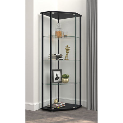 Lysander - 4 Shelf Curio Cabinet With Triangular Silhouette - Black