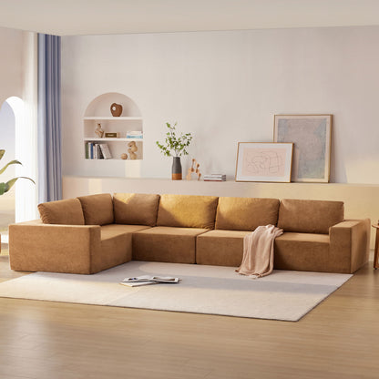 Modular Sectional With Wide Seat Free Combination L Shaped Couch Set Cloud Upholstered Minimalist Boneless Sofa