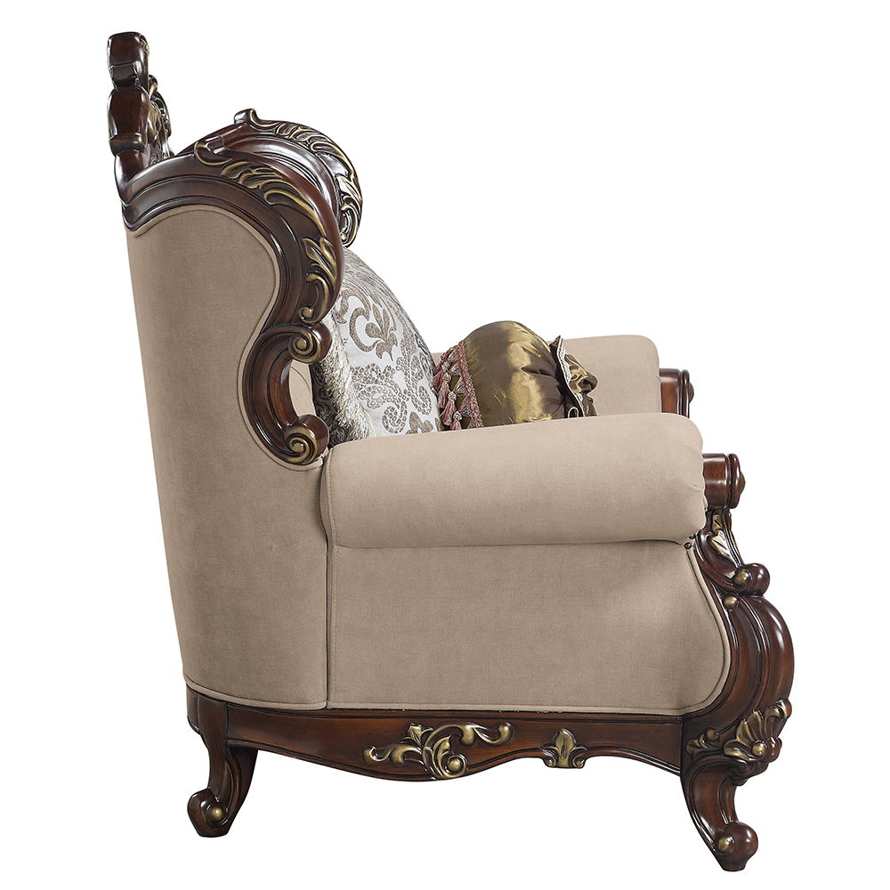 Ragnar - Chair With 2 Pillows - Light Brown Linen & Cherry