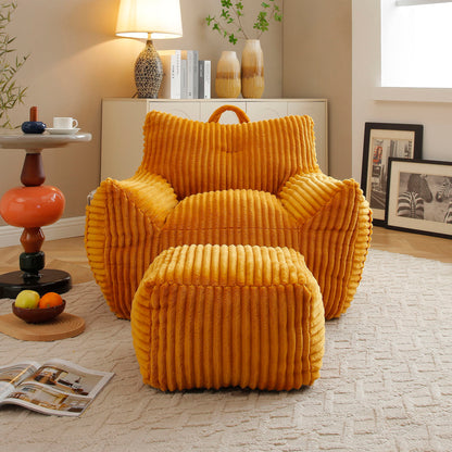 Giant Bean Bag Chair With Armrests And Footstool