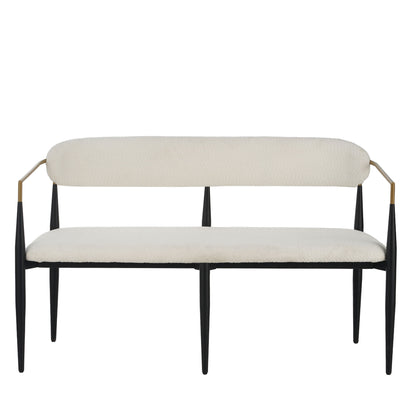 Modern Upholstered Loveseat Settee With Iron Frame