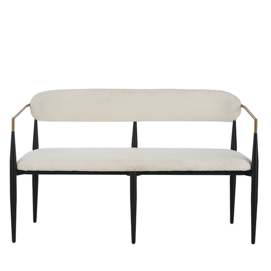 Modern Upholstered Loveseat Settee With Iron Frame