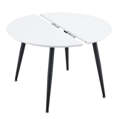 Pull Out Dining Table, Round Design - White