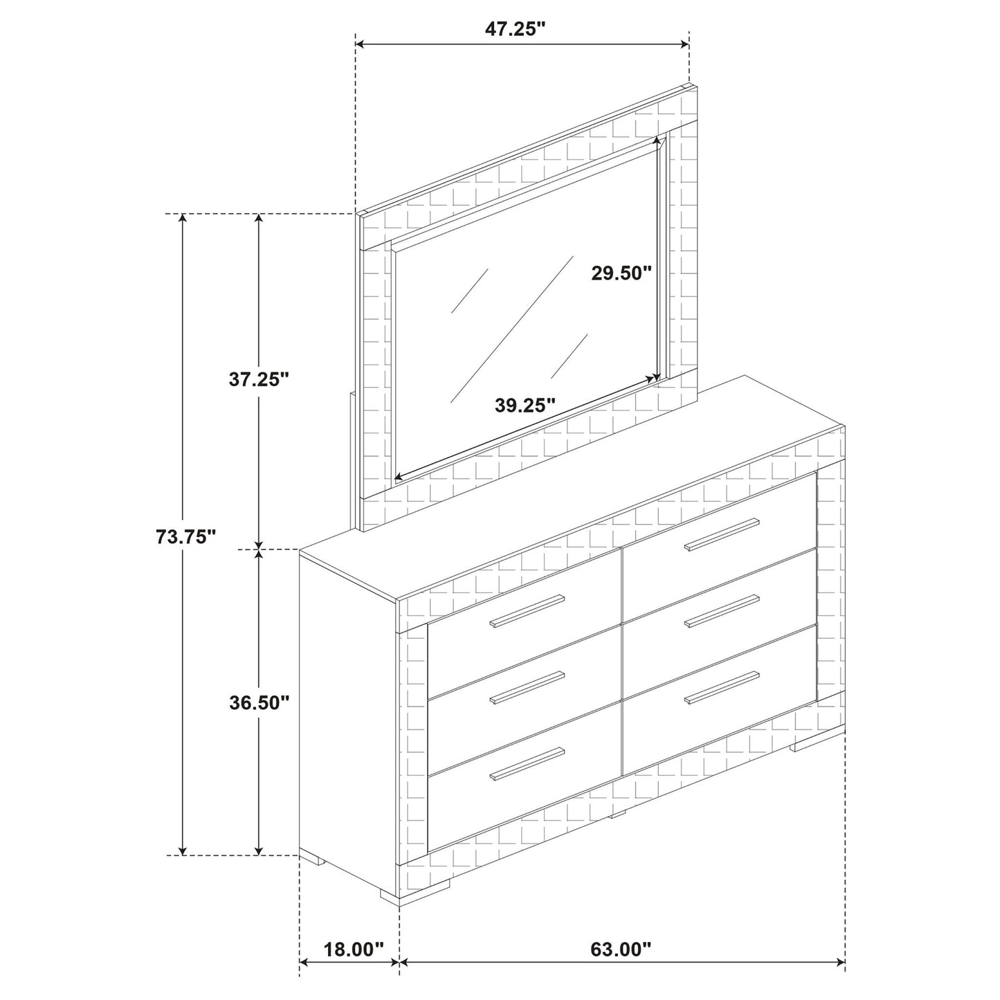 Pierce - 6 Drawer Dresser And Mirror