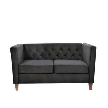 Button Tufted Loveseat, 2 Seater With Square Arm Couch For Living Room