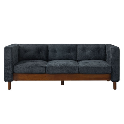 3 Seater Sofa With Square Arms, Tufted Pillow Back For Living Room