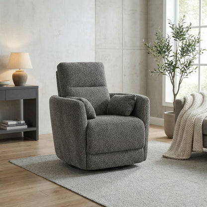 Milan - Swivel Recliner With Manual Footrest - Gray