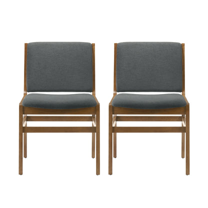 Contemporary Dining Chair Set Upholstered Fabric With Rubberwood Frame