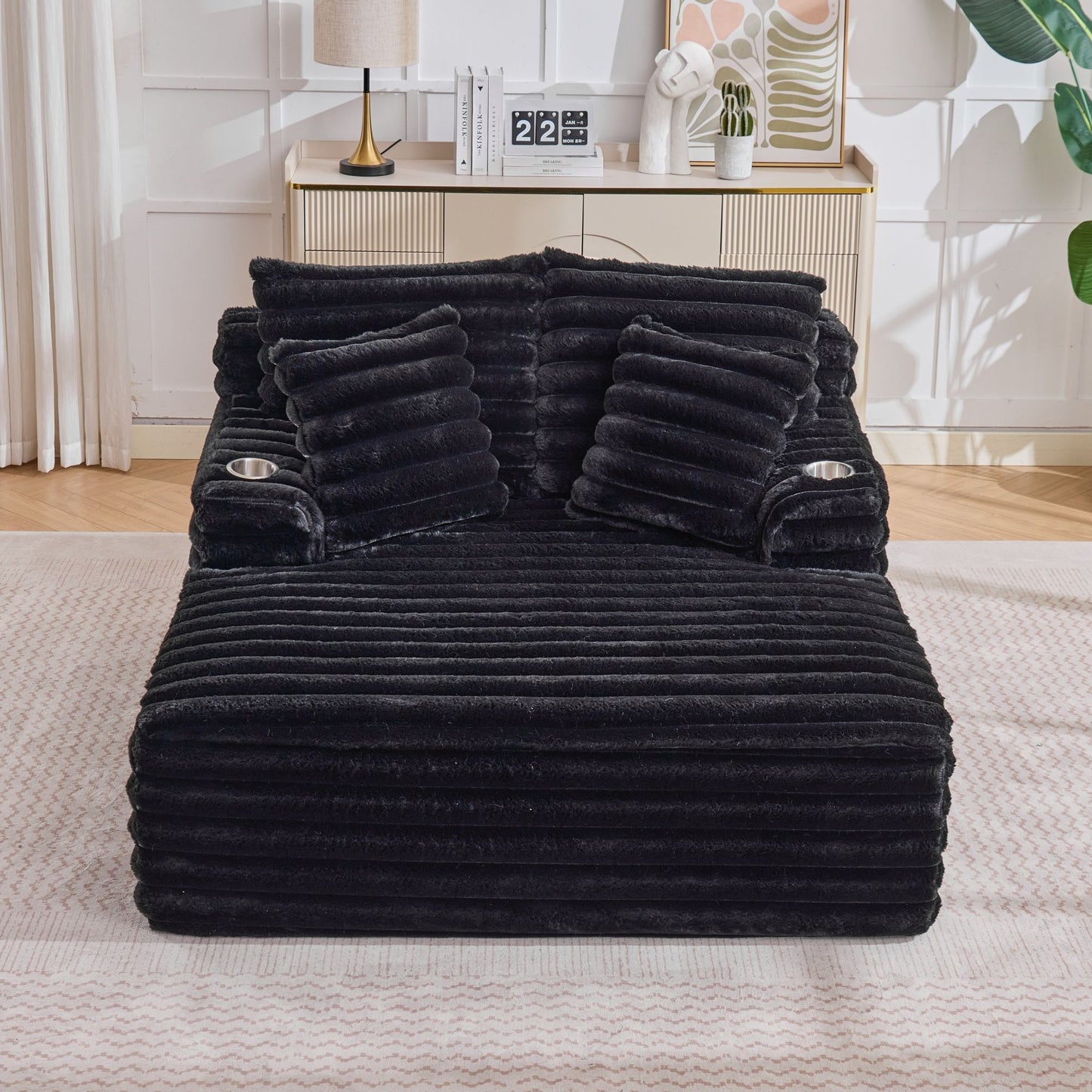 Oversized Chaise Lounge Chair Indoor With Pillows For Living Room