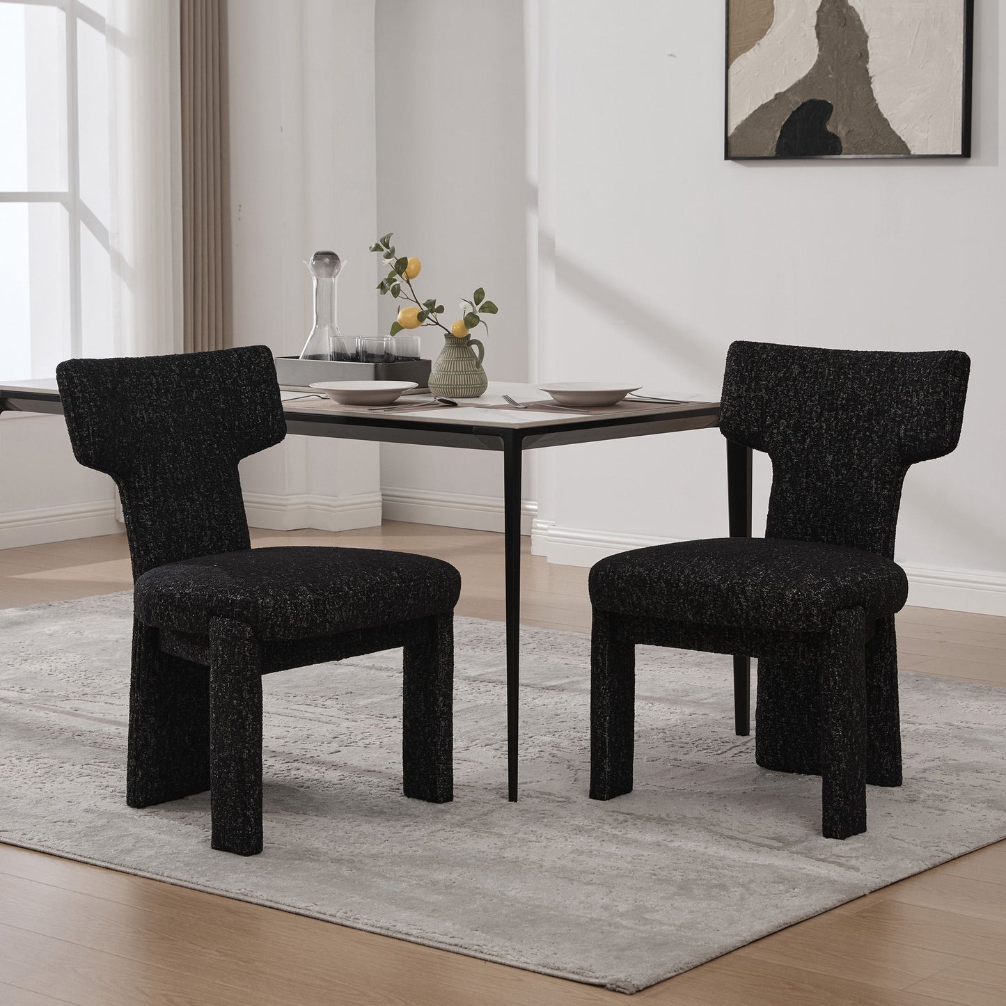 Armless Curved Back Accent Chairs (Set of 2)