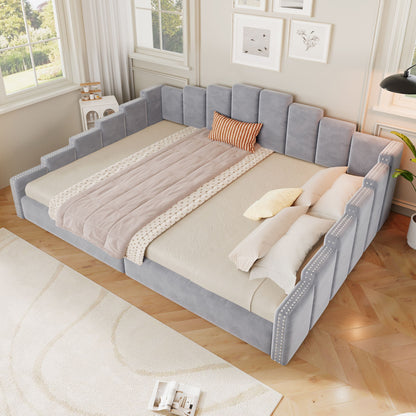 Upholstered Daybed With Nailhead Trim, Platform Bed Frame