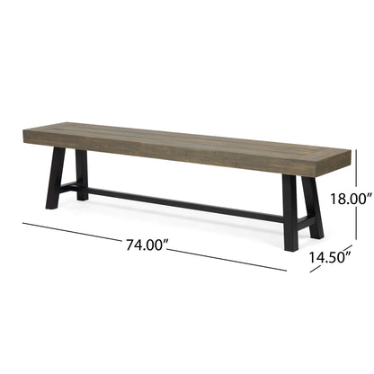 Outdoor Patio Bench - Gray / Rustic Metal