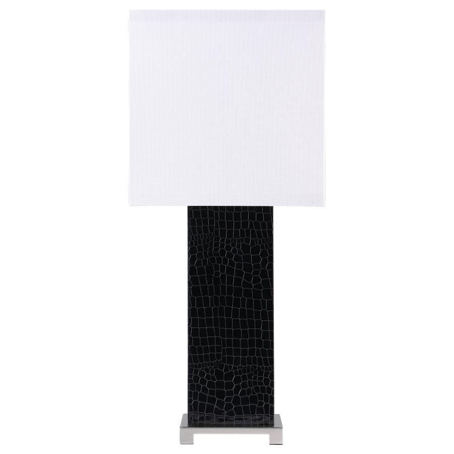 Bridle - Square Shade Faux Crocodile Table Lamp - Black