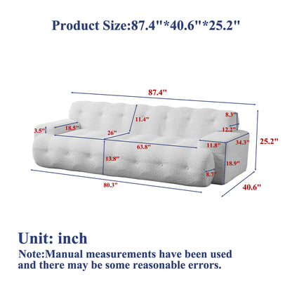 Cloud Series Minimalist Button Tufted Square Arm 3 Seater Sofa