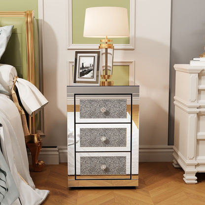3 Drawer Nightstand - Silver