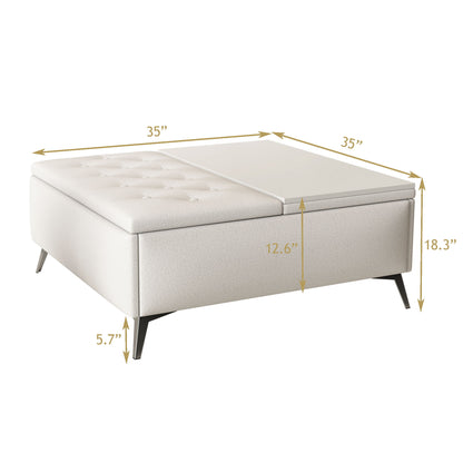 Modern Square Storage Ottoman Coffee Table With Lift-Top Design