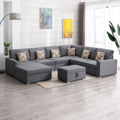 Nolan - 7 Piece Sectional Sofa With Pillows And Interchangeable Legs