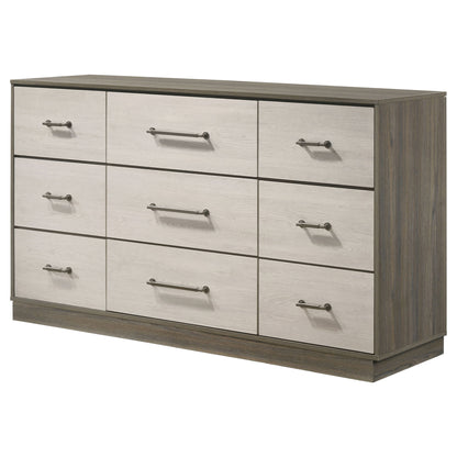 Edmondson - 9 Drawer Dresser With Hidden Jewelry Tray - Natural / Gray