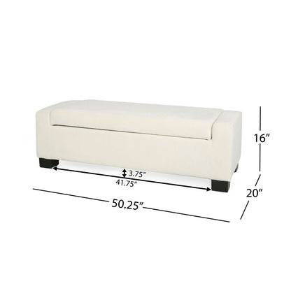 Textured Fabric Ottoman Bench With Hinged Lid