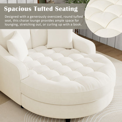 Modern Chaise Lounge Upholstered Sofa Couch With Tufted Seat And Detachable Pillows For Living Room