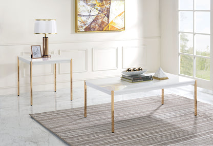 Otrac - End Table - White & Gold Finish