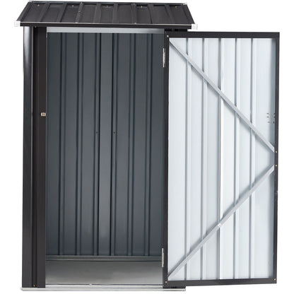 Outdoor Storage Shed, Metal Steel Garden Shed With Single Lockable Door, Small Shed Outdoor Steel Utility Tool Shed For Backyard Patio Garden Lawn - Black