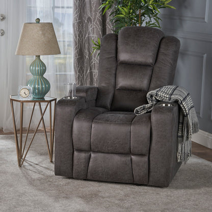 Wide Power Standard Recliner Chair With Arm Storage With USB