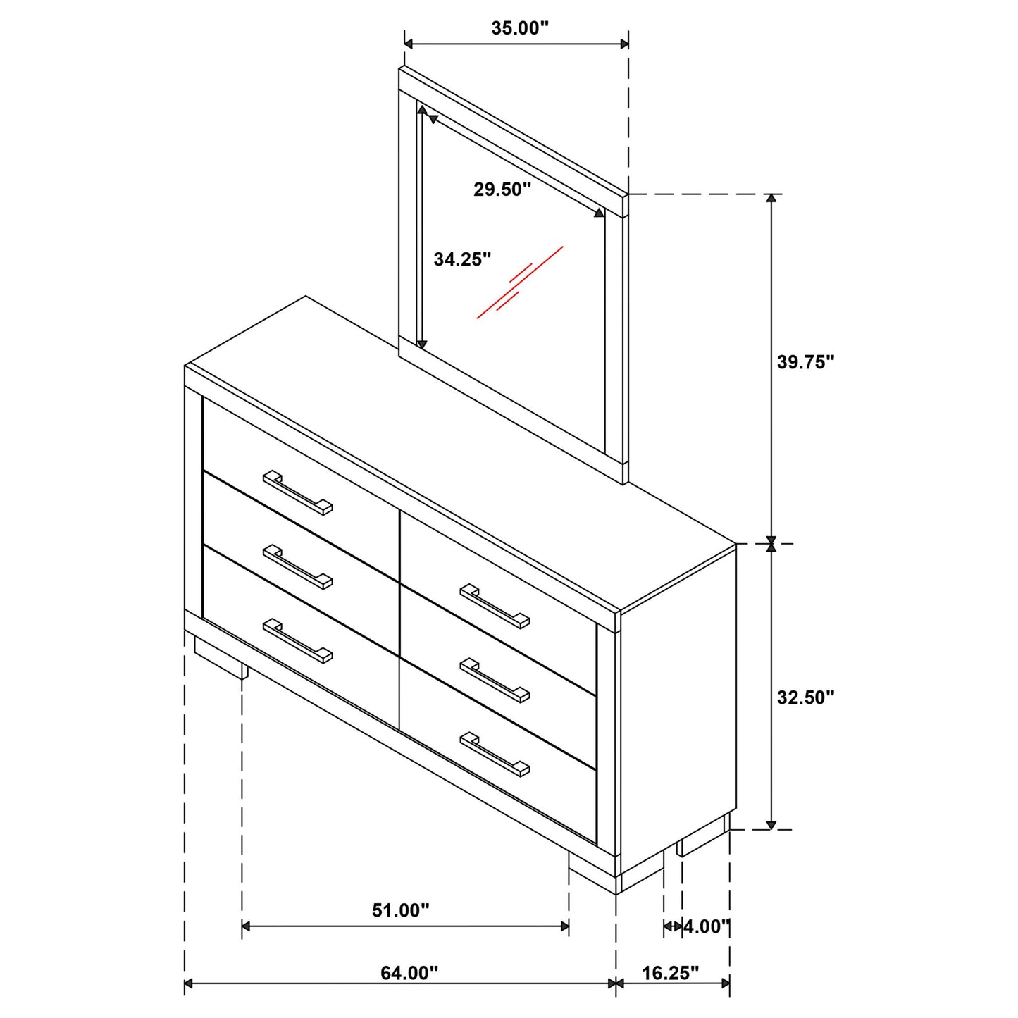 Polk - 6 Drawer Dresser With Mirror