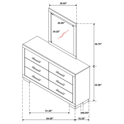 Polk - 6 Drawer Dresser With Mirror