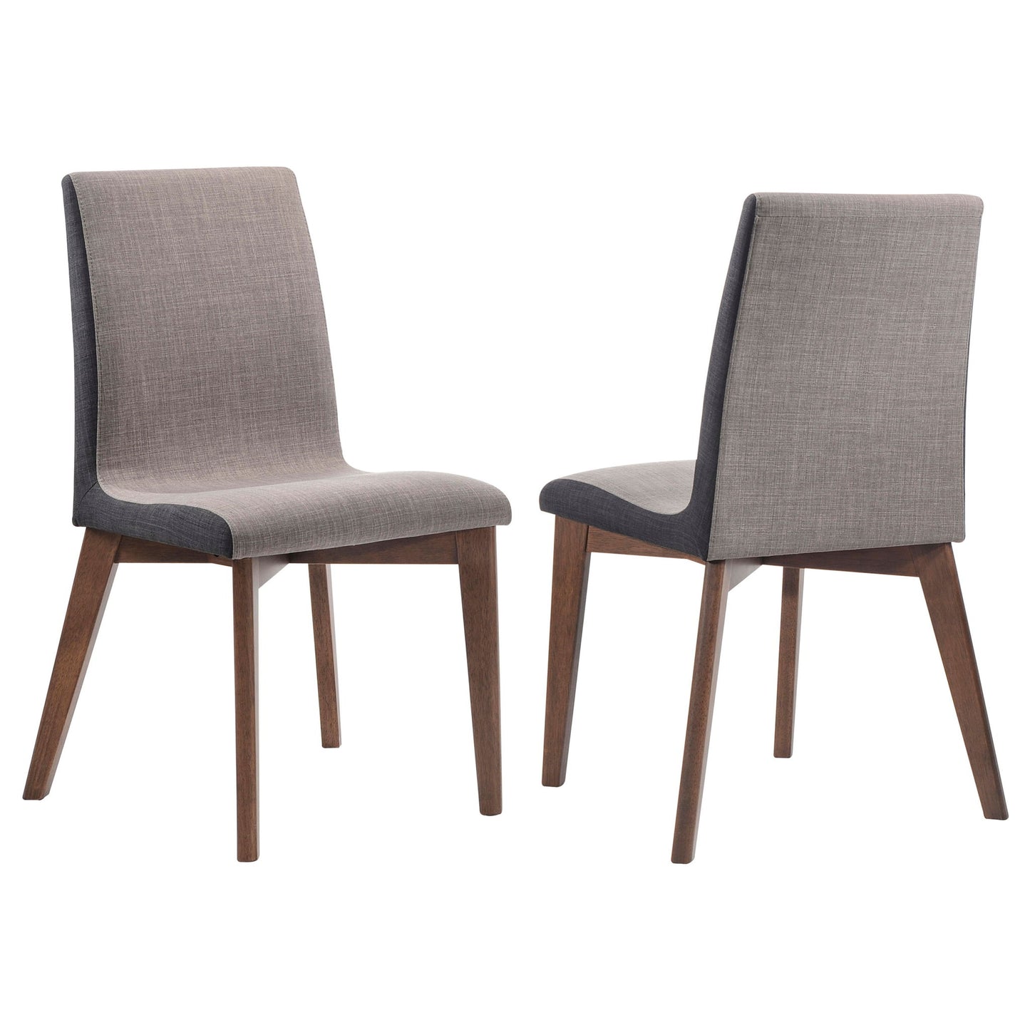 Dining Room Side Chair Set With Sleek Curves And 2 Tone Upholstery - Brown / Gray