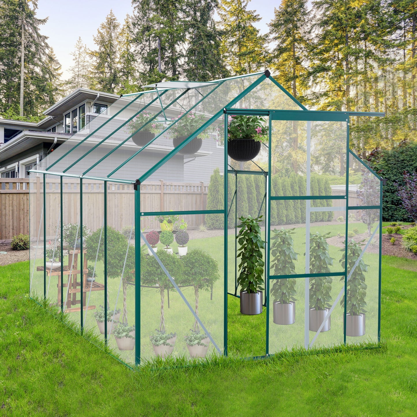 Polycarbonate Greenhouse Raised Base And Anchor Aluminum Heavy Duty Walk-In Greenhouses For Outdoor Backyard In All Season