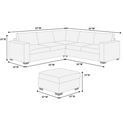 Contemporary Sectional Set With Ottoman