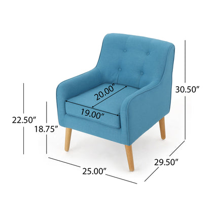 Modern Arm Chair With Tufted Back And Wooden Legs