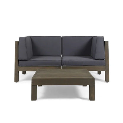 Brava - X Back 2 Seater Sectional Loveseat With Coffee Table