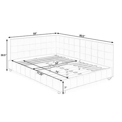 Elegant Design Storage Upholstered Tufted Bed Frame With Backrest And Armrests
