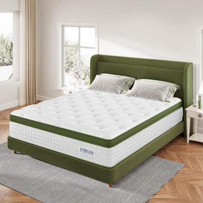 Snooze Mattress Company Glacier - 12" Euro Top Medium Hybrid Mattress With Independently Encased Coils & Gel Memory Foam