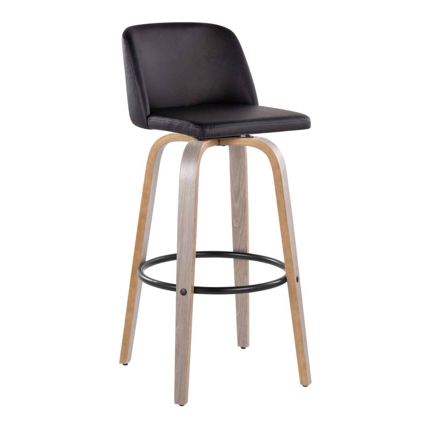 Toriano - Fixed Height Contemporary Barstool With Swivel With Round Footrest (Set of 2)