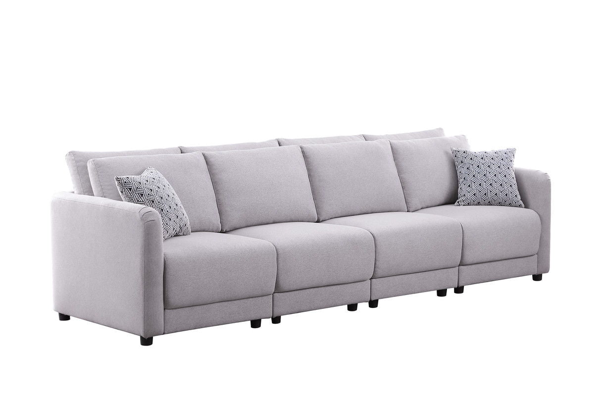 Penelope - Fabric Reversible Modular Sectional Sofa With Ottoman And Pillows