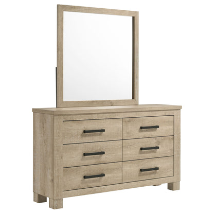 Sansome - 6 Drawer Dresser With Mirror - Oak