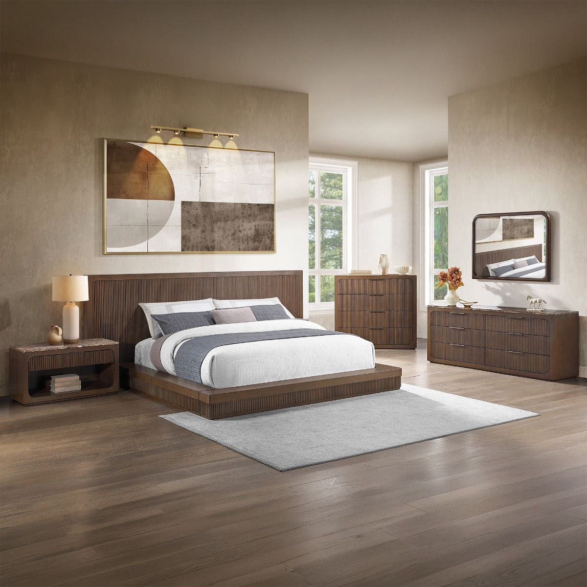 Leanna - Dresser With Wood Top - Brown Oak
