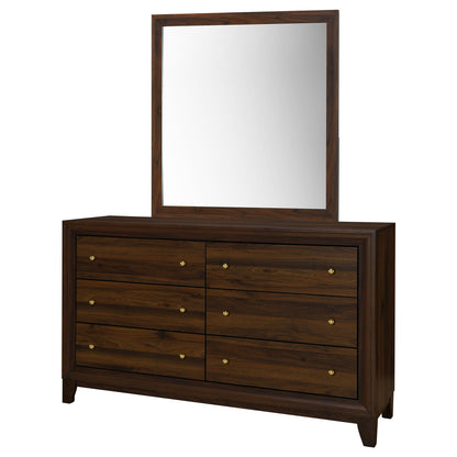Anza - 6 Drawer Dresser With Mirro - Walnut