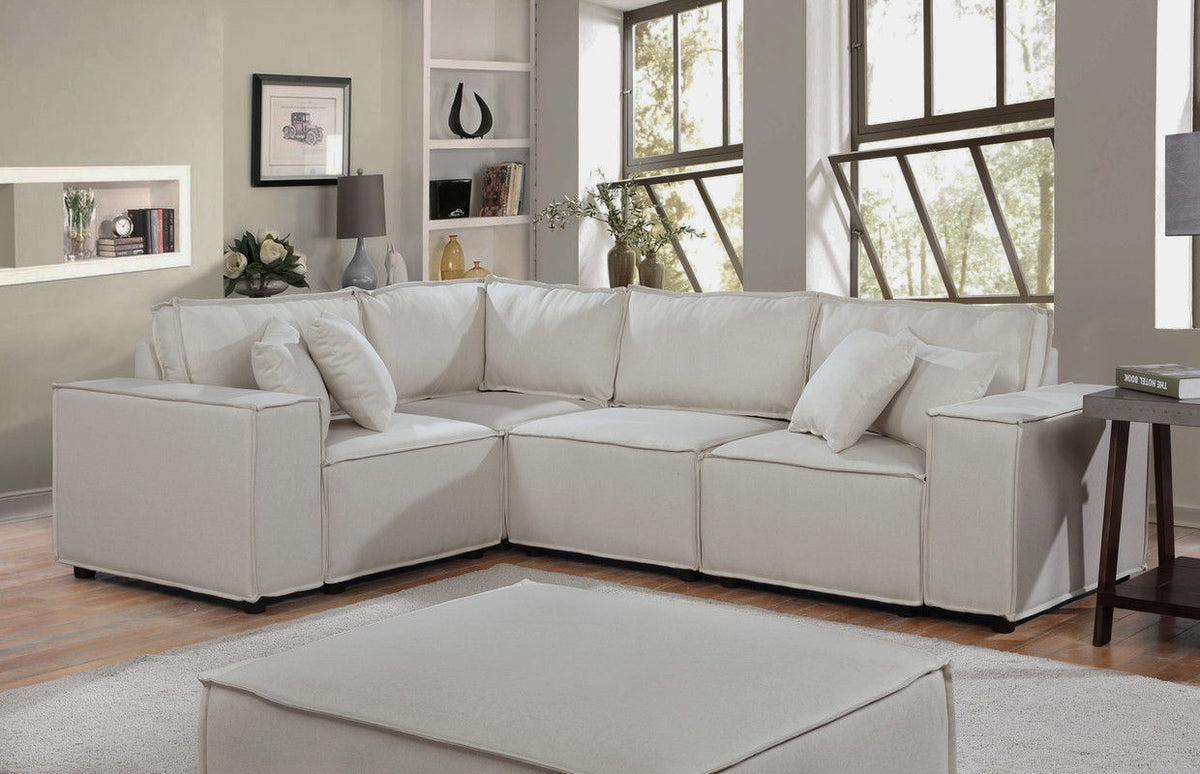 Melrose - Modular Sectional Sofa With Ottoman - Beige