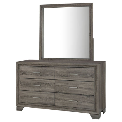 Funston - 6 Drawer Dresser With Mirror - Brown Oak