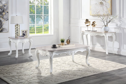 Ciddrenar - End Table - Marble Top & White Finish