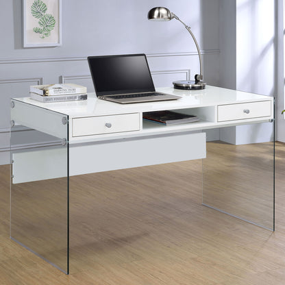 Barretta - 2 Drawer Writing Desk - Gloss White