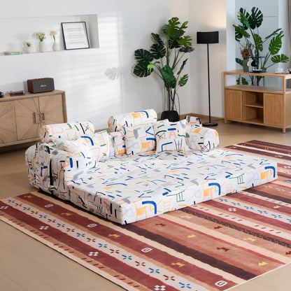 Convertible Sleeper Sofa Bed, Foldable Multi Functional Couch For Living Room - White