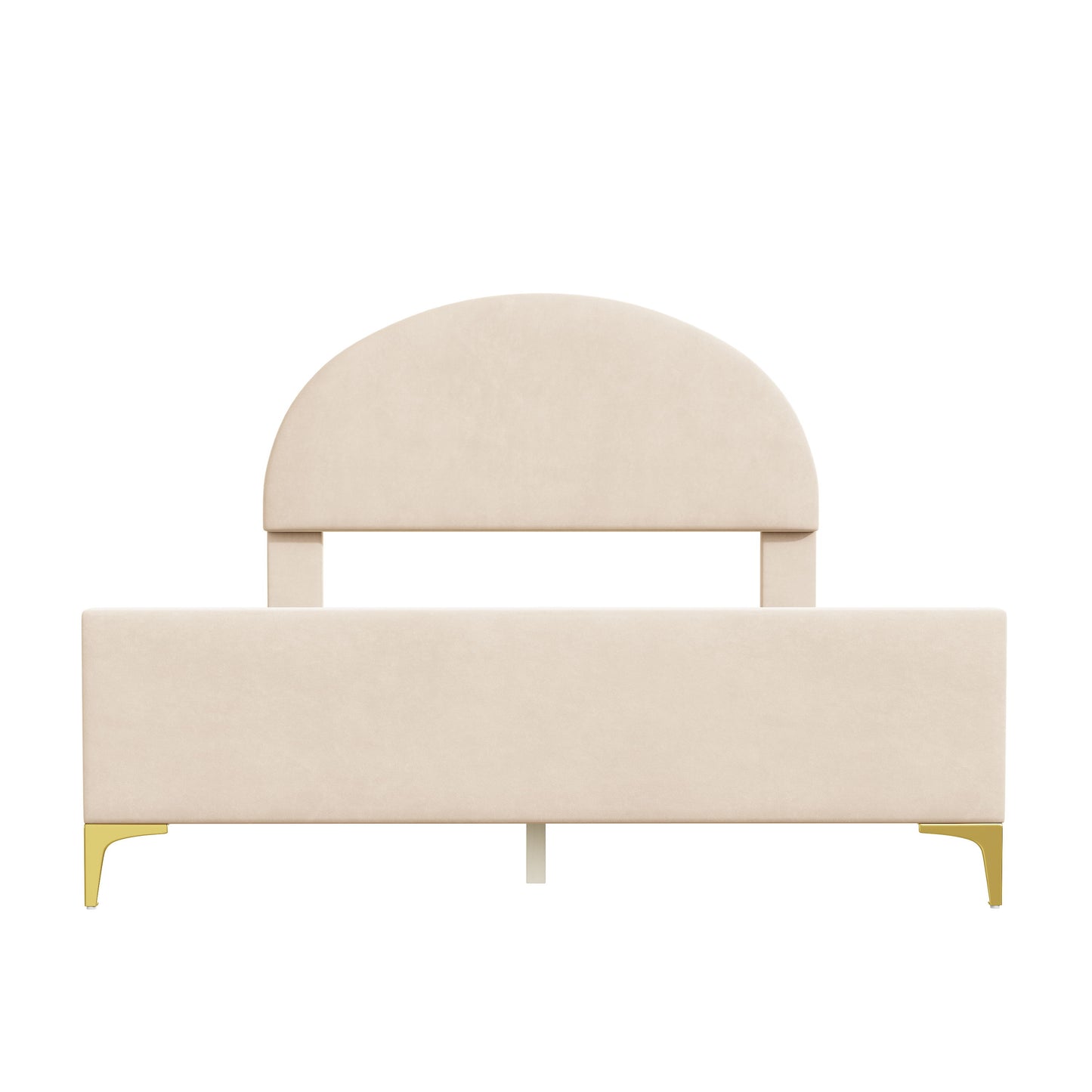 Upholstered Platform Bed With Classic Semi-Circle Shaped Headboard