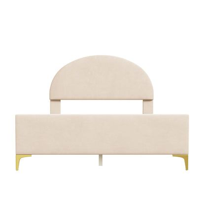 Upholstered Platform Bed With Classic Semi-Circle Shaped Headboard